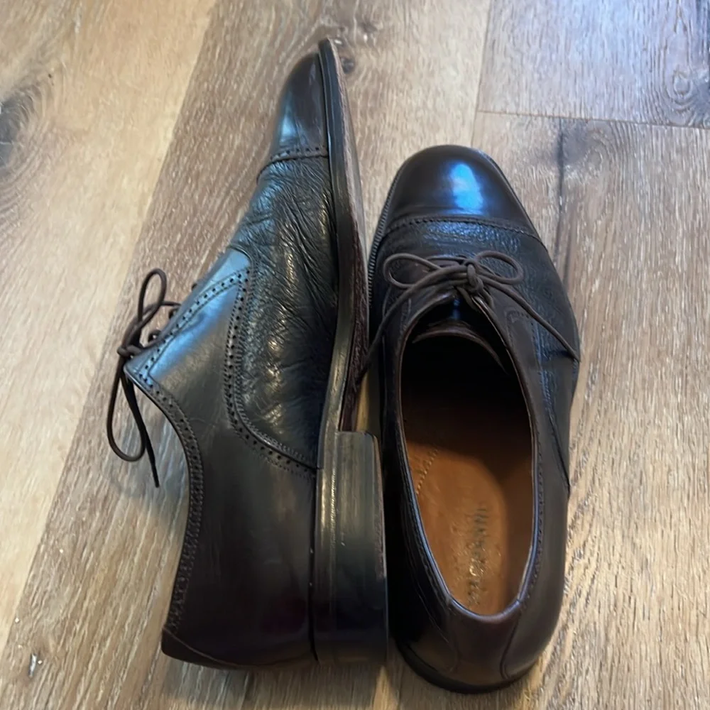 Men's Magnanni Dress Shoes Dark Brown Wing Tip Leather Made In Spain Sz 9